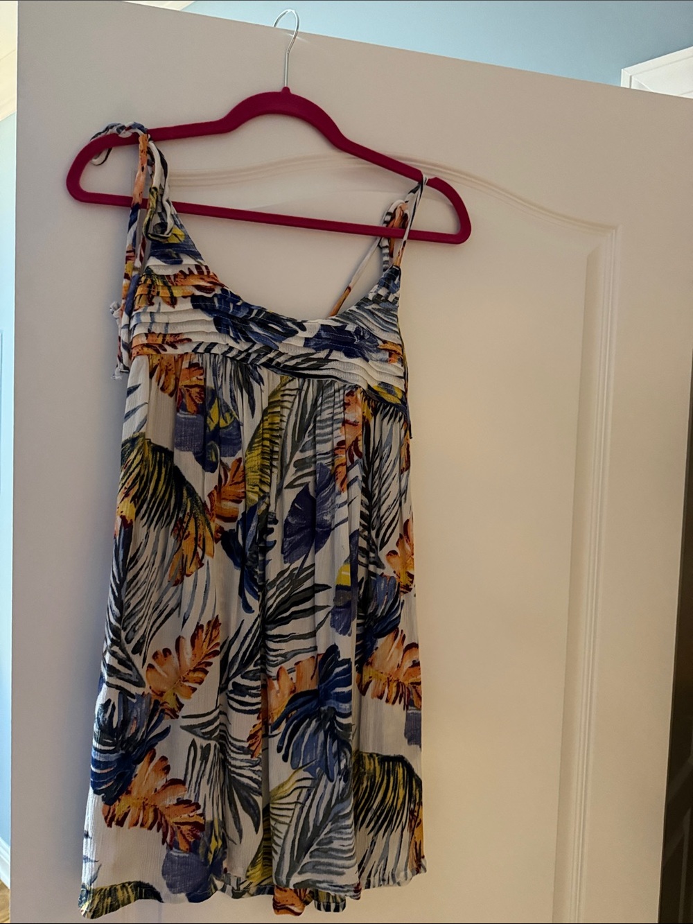 Tilly's Tropical Leaf Print Camisole - Blue, Yellow, Green
